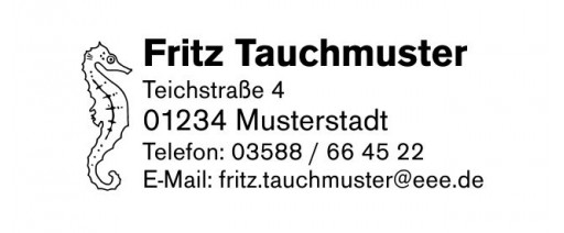 Tauchstempel 33 Taucherstempel Seepferdchen SCHWARZ BLAU